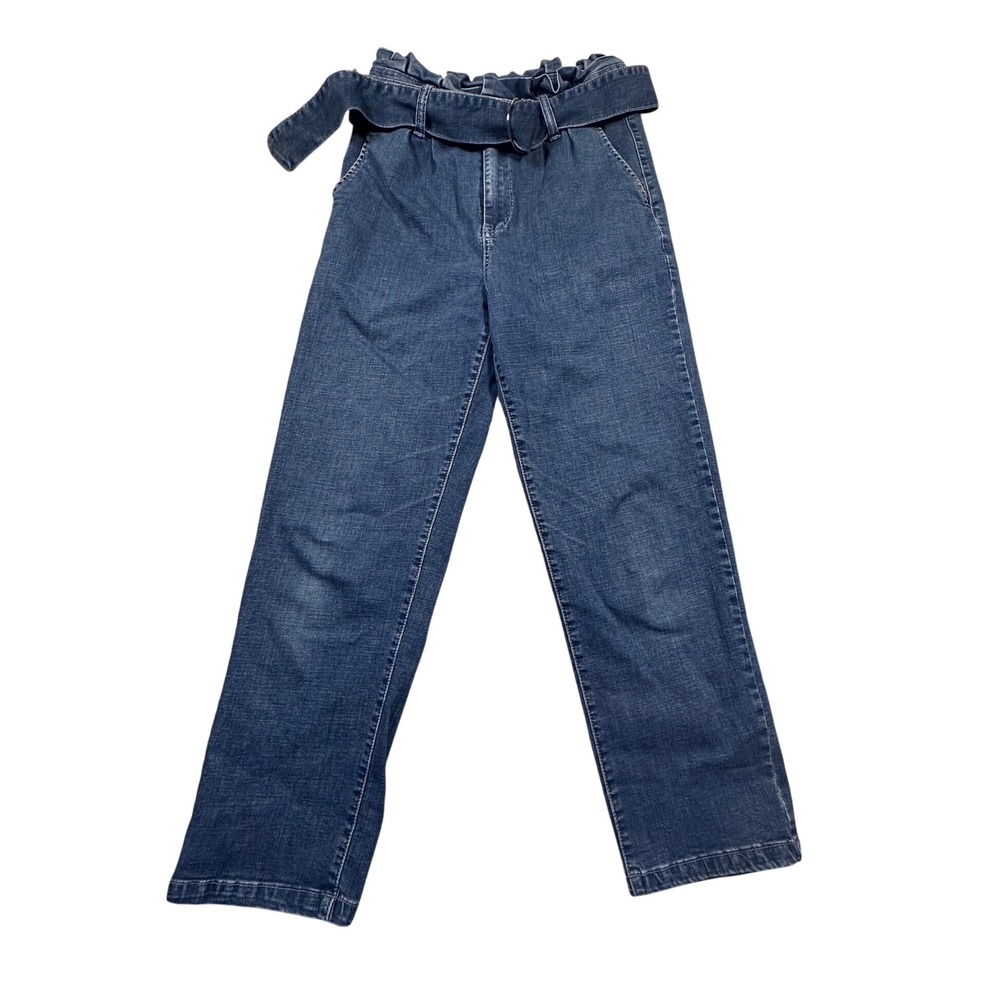 Vintage A. Calin‎ Flying Tomato Paper Bag Waist Jeans High Rise Belted Denim   L
